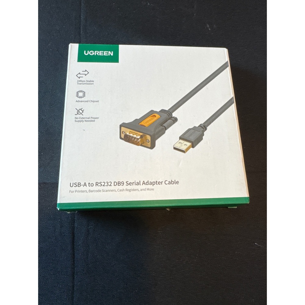 UGREEN USB 2.0 to RS232 DB9 Serial Adapter PL2303 Cable New Open Box Gray